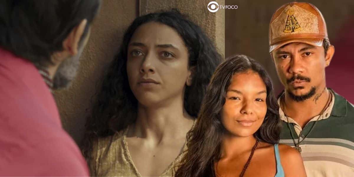 Egídio, Joana, Ritinha e Damião em Renascer (Foto: Reprodução / Globo / Montagem TV Foco)
