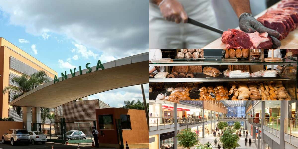 Anvisa interdita açougue, padaria e amado do shopping às pressas (Reprodução/Montagem/Canva/Anvisa)