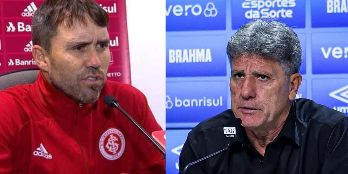 Coudet recebe R$1 milhão por mês, saiba quanto Rebato recebe no Grêmio - Montagem Tv Foco