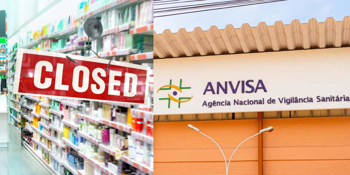 Farmácia, placa de fechado e Anvisa (Fotos: Reproduções / Canva / Globo)