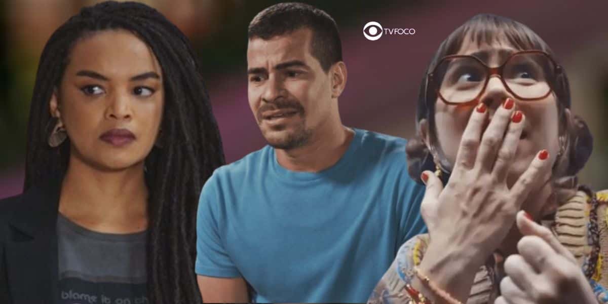 Paulina (Lucy Ramos), Júpiter (Thiago Martins) e Lupita (Daphne Bozaski) em cenas de Família é Tudo (Foto: Reprodução / Globo / Montagem TV Foco)