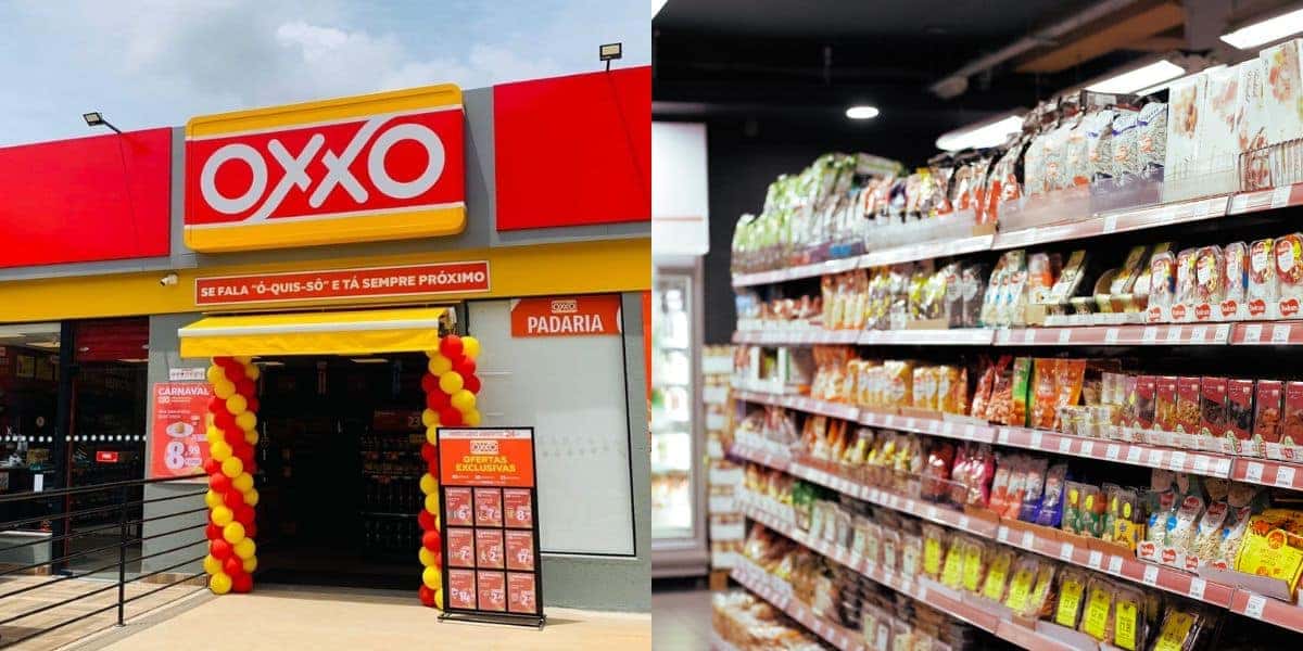 Oxxo e mercado (Fotos: Reproduções / Internet / Canva)