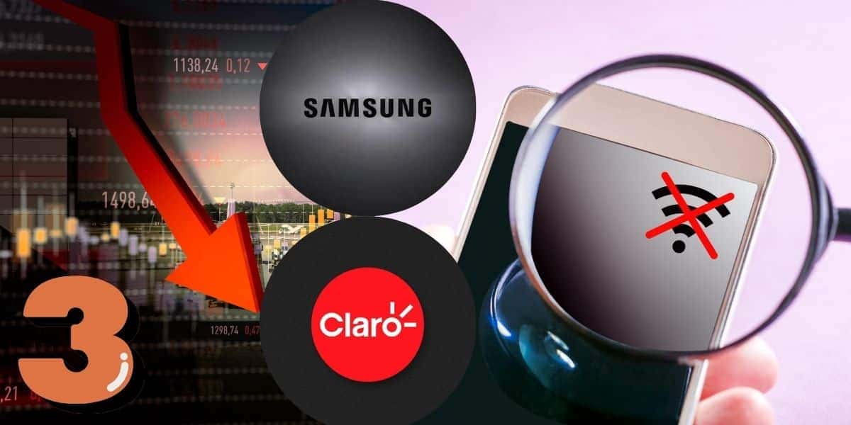 Logo da Samsung e Claro e falência de operadoras de celular (Foto: Reprodução / Canva / Montagem TV Foco)