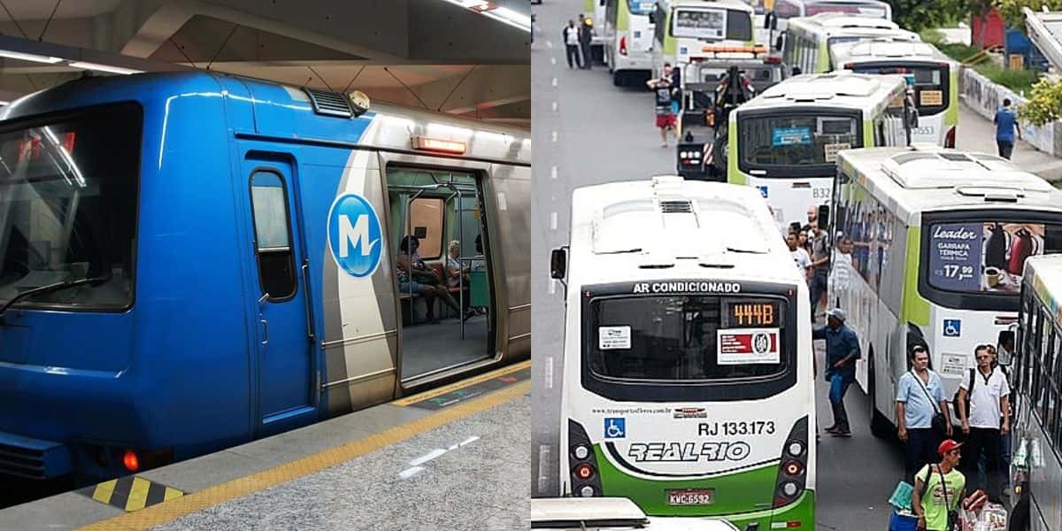 Metrô e ônibus no RJ (Reprodução: Montagem TV Foco)