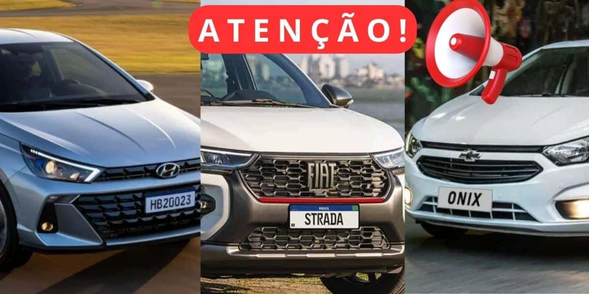 Carros Onix, Strada e HB20 (Foto: Internet)