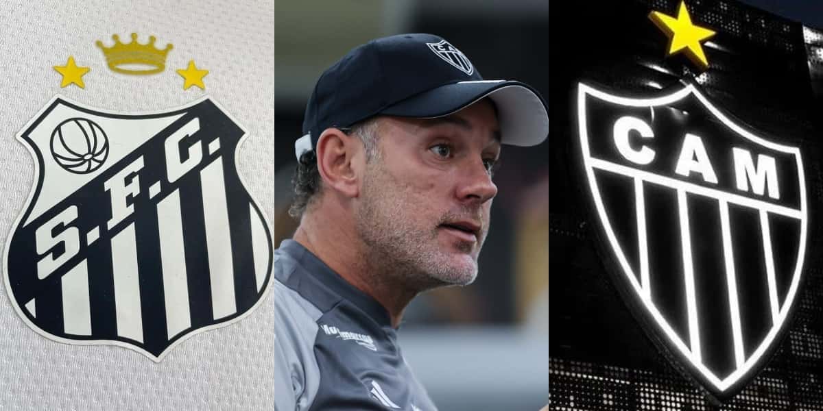 Escudo do Santos, Milito e Atlético-MG (Foto: Divulgação)