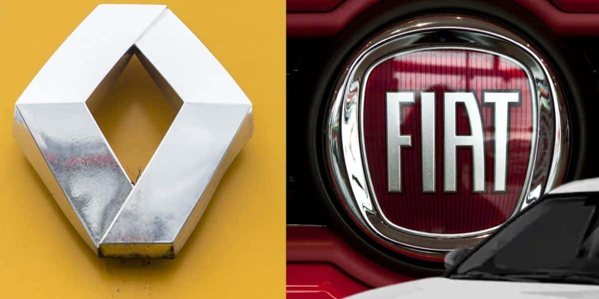 Logo da Renault, Fiat e carro (Fotos: Reproduções / Internet / Motor1)
