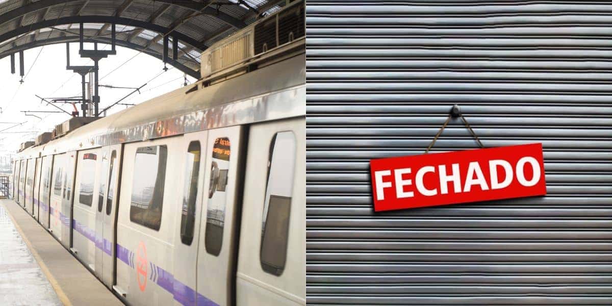 Metrô e aviso de fechado (Fotos: Reproduções / Canva)