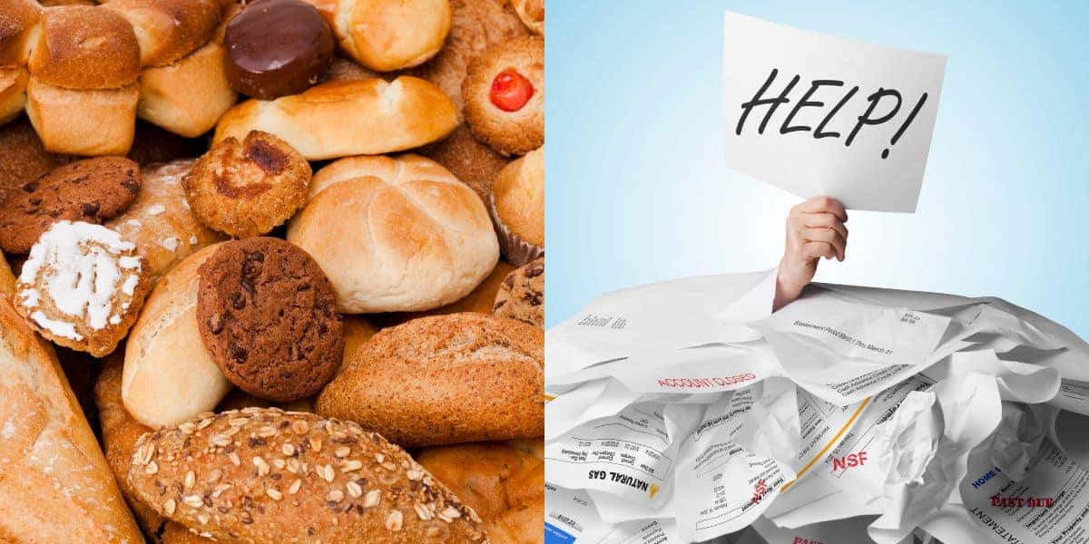 Pães e ilustração de dívidas (Fotos: Reproduções / Canva)