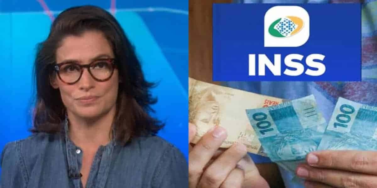 Renata Vasconcellos Jornal Nacional - INSS (Foto: Reprodução, Montagem - TV Foco)