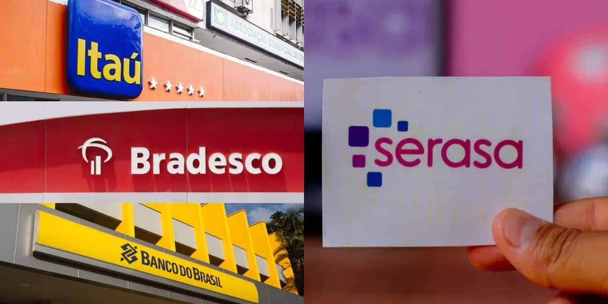 Alerta do Serasa com bloqueios de contas no Itaú, BB e Bradesco (Reprodução: Montagem TV Foco)