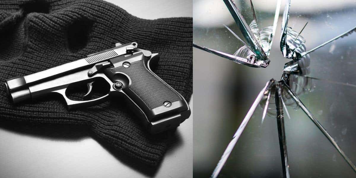 Arma e buraco de tiro (Foto: Reprodução / Canva / Montagem TV Foco)