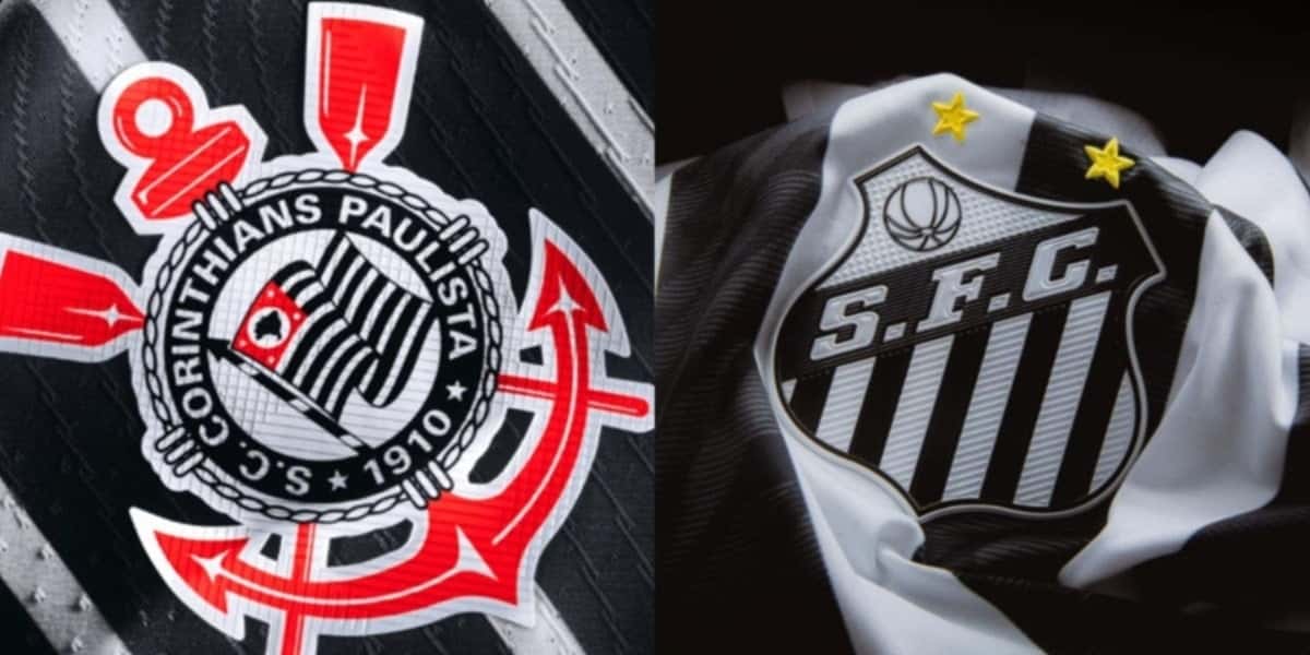 Escudos do Santos e Corinthians (Foto: Reprodução)