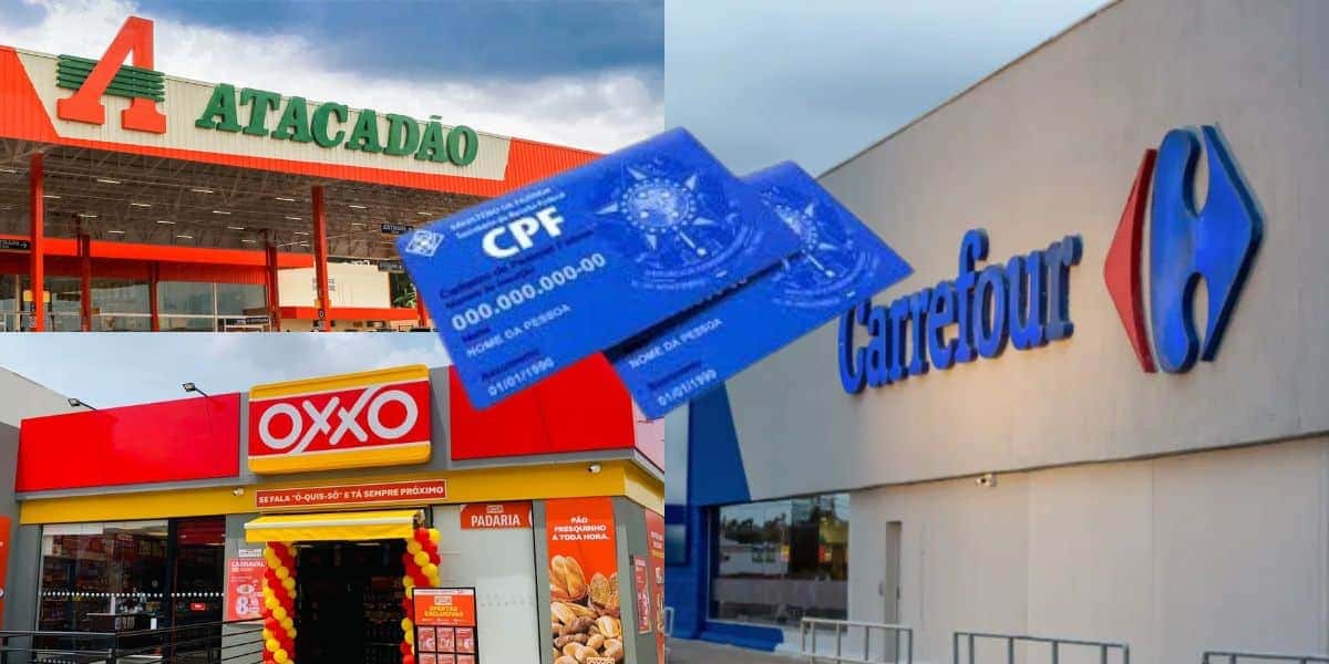 Atacadão, OXXO, Carrefour e CPF (Fotos: Reproduções / Internet / Divulgação / André Freitas / Internet)