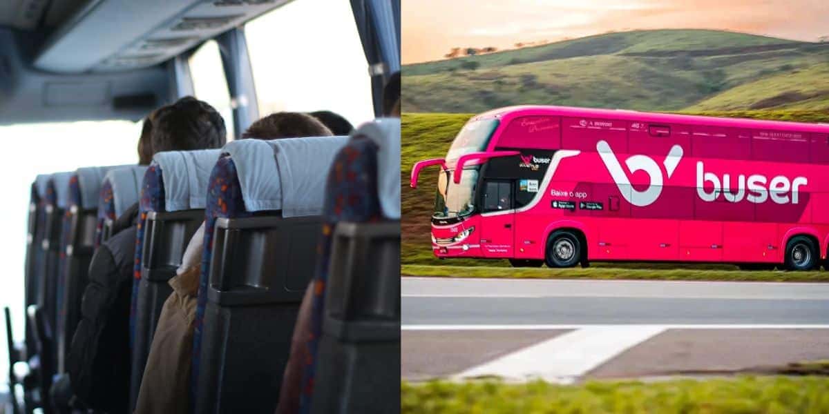 Ônibus e Buser (Fotos: Reproduções / Canva / Divulgação)