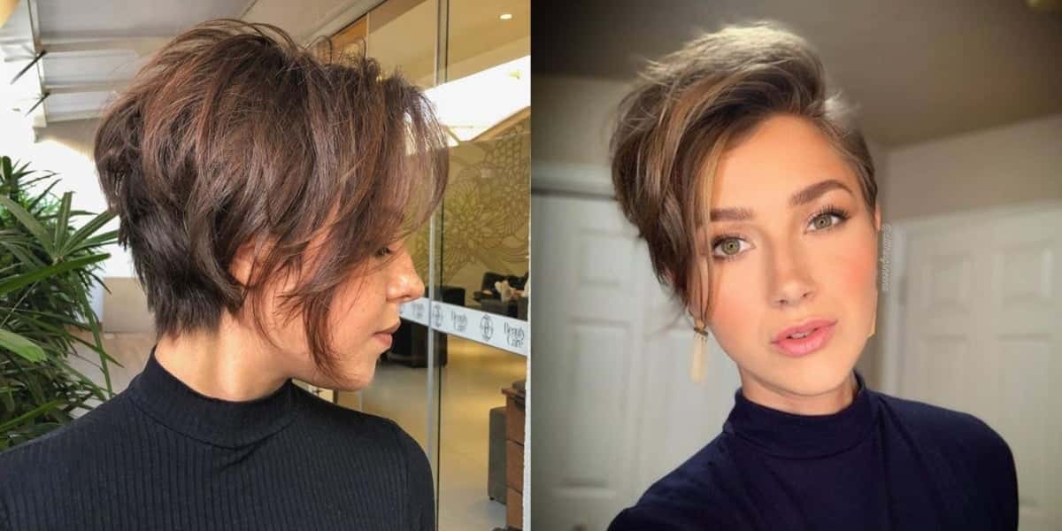 Corte de cabelo Pixie alongado para afinar o rosto redondo (Foto: Reprodução/ Internet)