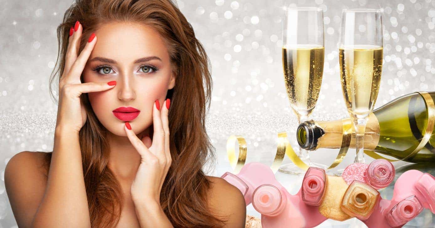 Ilustração ano novo, modelo e esmaltes (Fotos: Reproduções / Canva)