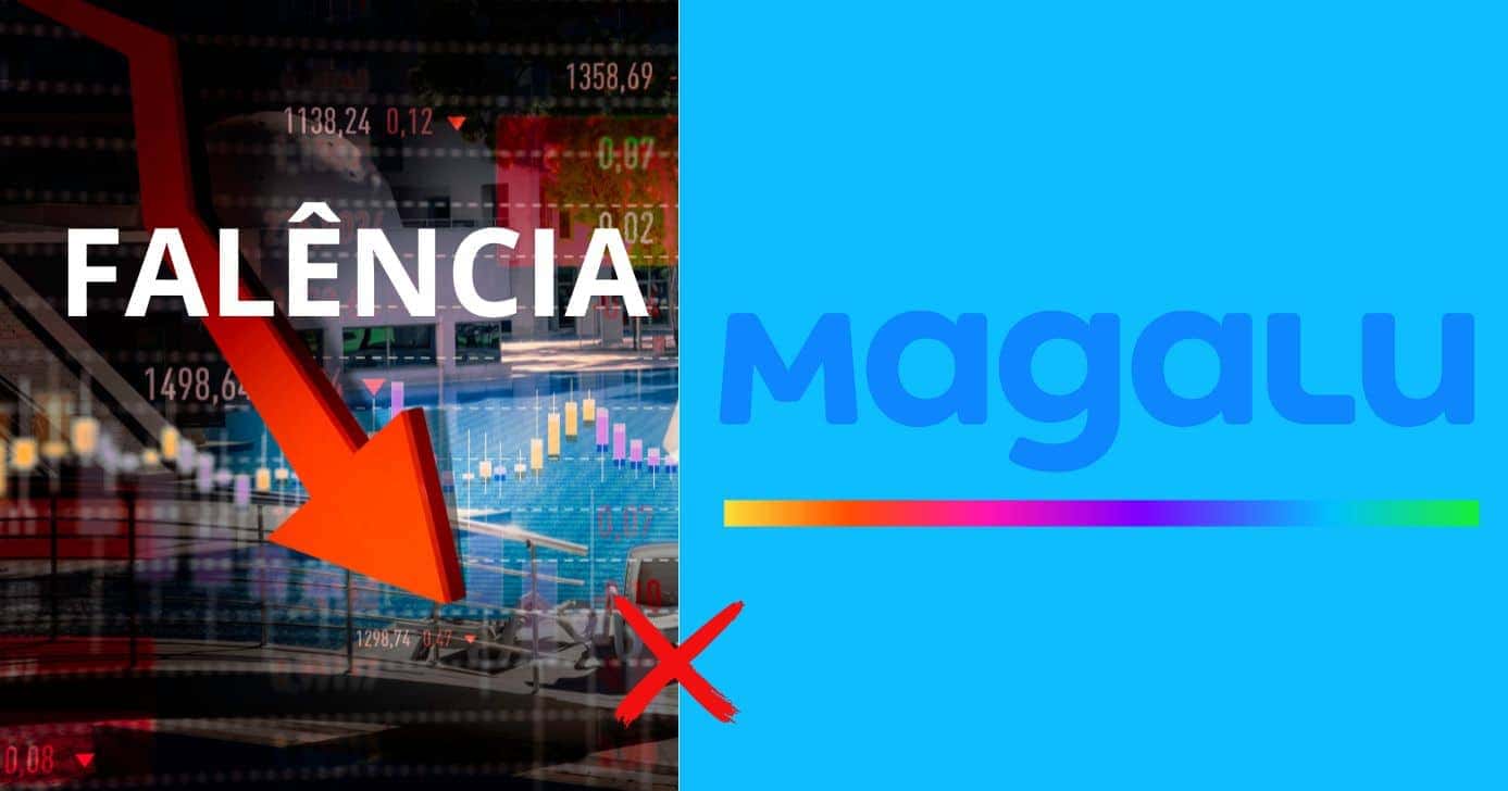 Ilustração falência e logo Magalu (Fotos: Reproduções / Canva / Internet)