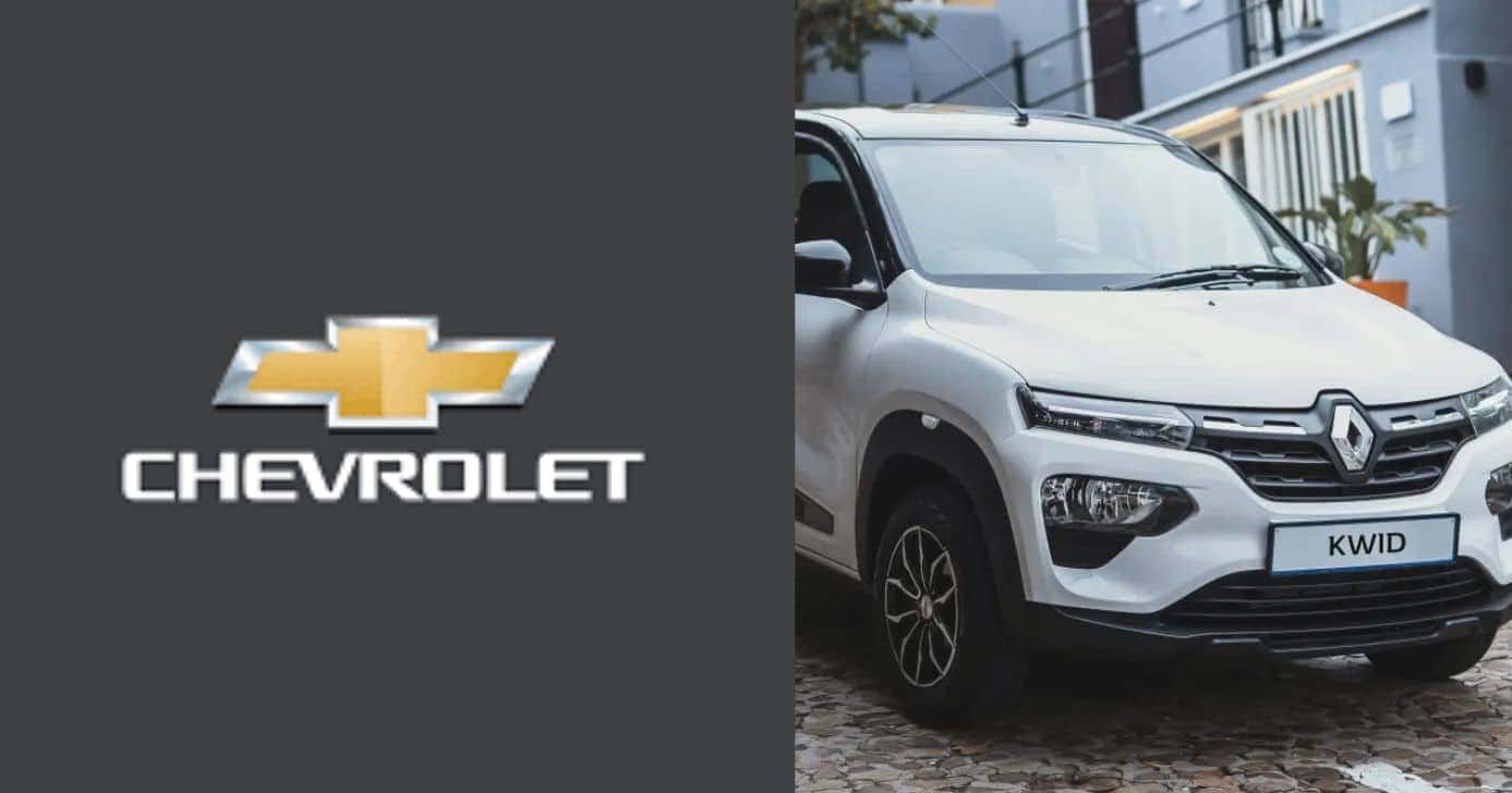 Logo da Chevrolet e Kwid (Fotos: Reproduções / Internet / Renault)