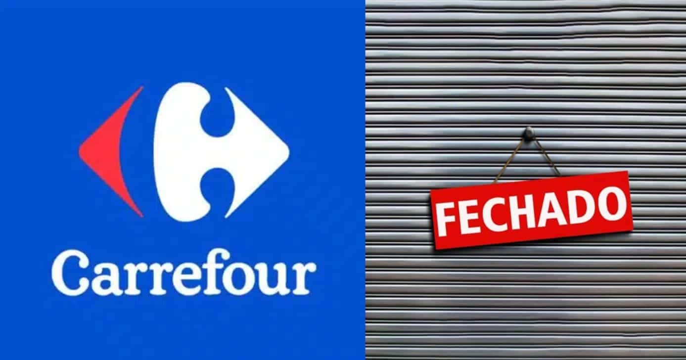 Carrefour e loja fechada (Fotos: Reproduções/ Internet / Canva)