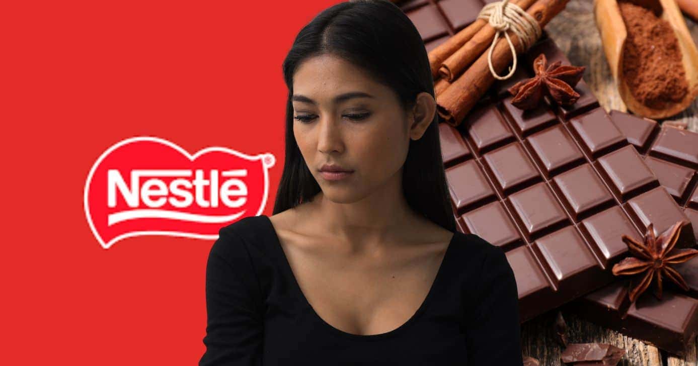 Nestlé, mulher triste e chocolate (Fotos: Reproduções / Internet / Canva)