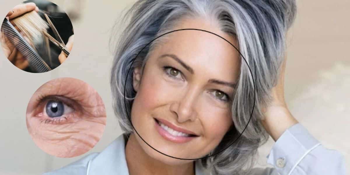 Corte de cabelo que disfarça rugas e sinais do tempo ideal para 45+ e rosto redondo (Foto: Internet)