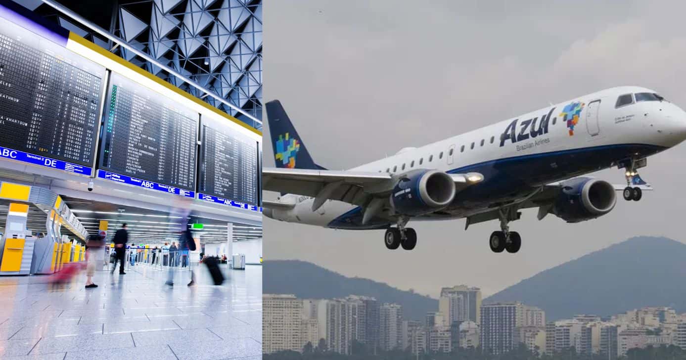 Aeroporto e avião da Azul (Fotos: Reproduções/ Canva / O Globo)