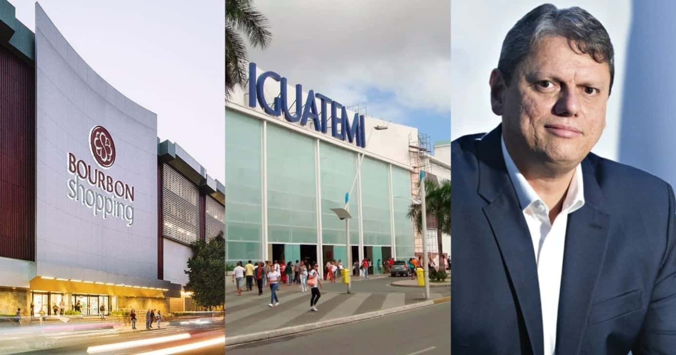 Nova lei de Tarcísio em SP que traz PROIBIÇÃO no shopping Bourbon, Iguatemi e mais - Foto: Montagem