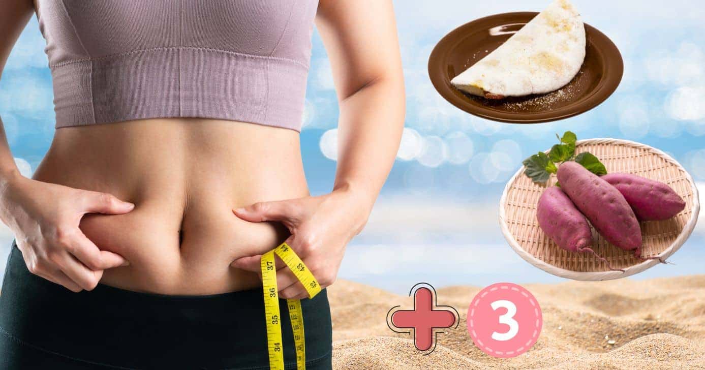 Mulher acima do peso, tapioca, batata doce e verão (Foto: Reprodução / Canva / Montagem TV Foco)