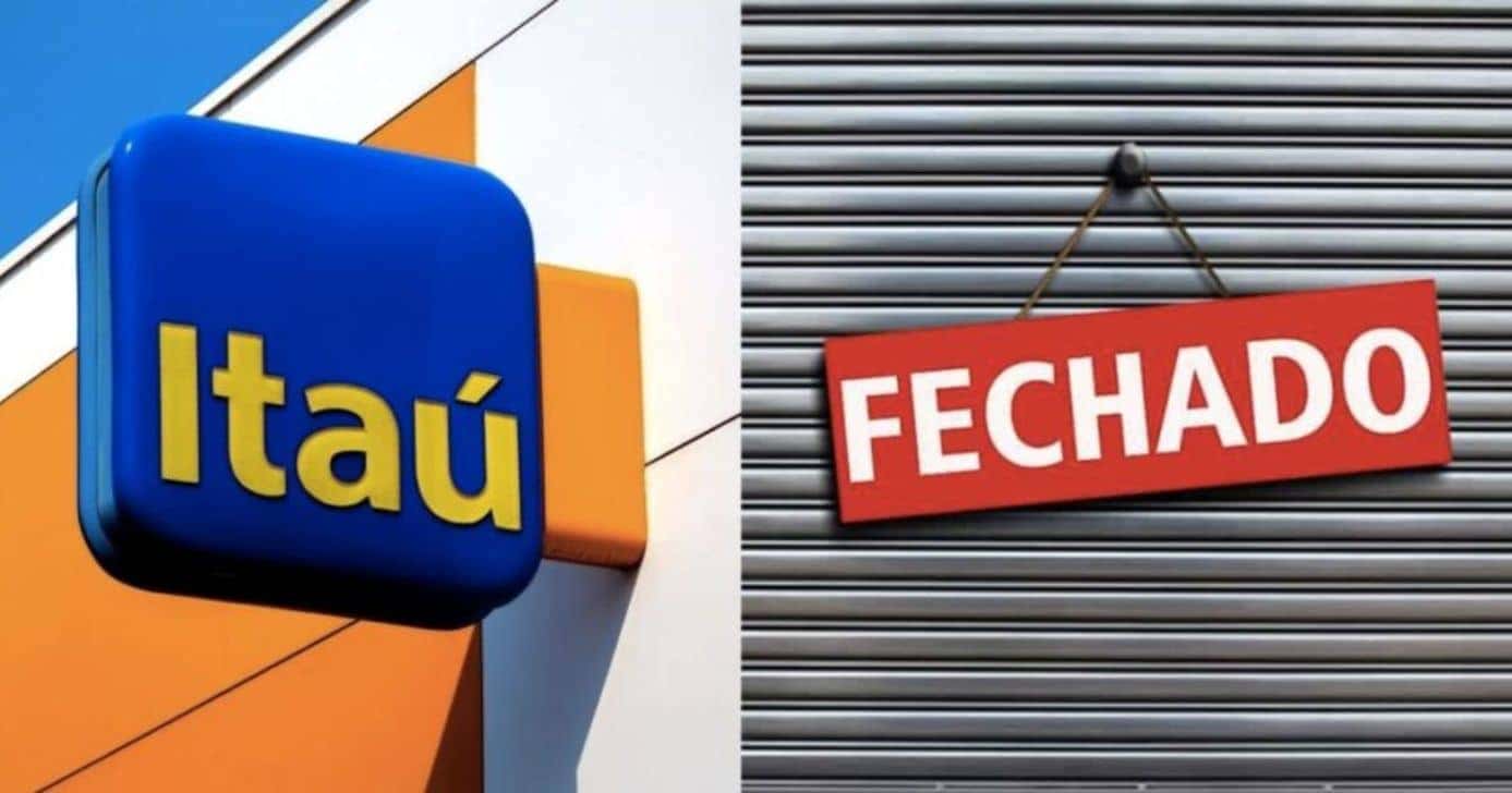 Itaú e loja fechada (Fotos: Reproduções/ Internet / Canva)