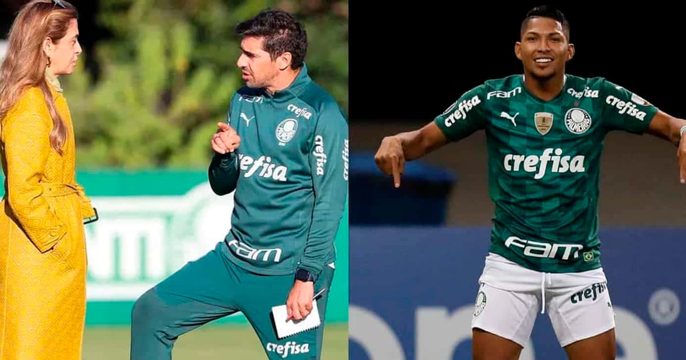 Leila Pereira e Abel Ferreira (Foto- Cesar Greco) e jogador Rony (Foto- Divulgação: Conmebol)