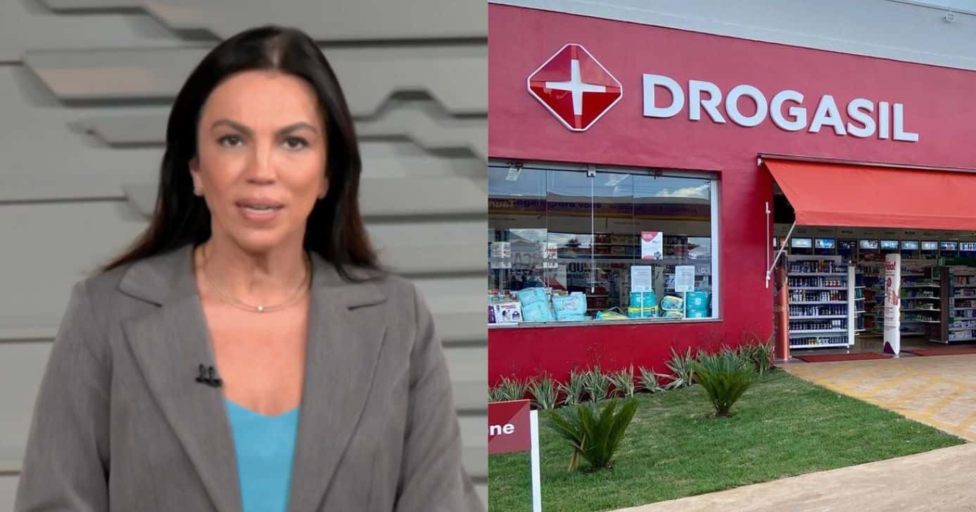 Ana Paula Araújo no Bom Dia Brasil e loja da DrogaSil (Fotos: Reproduções / Globo / Internet)
