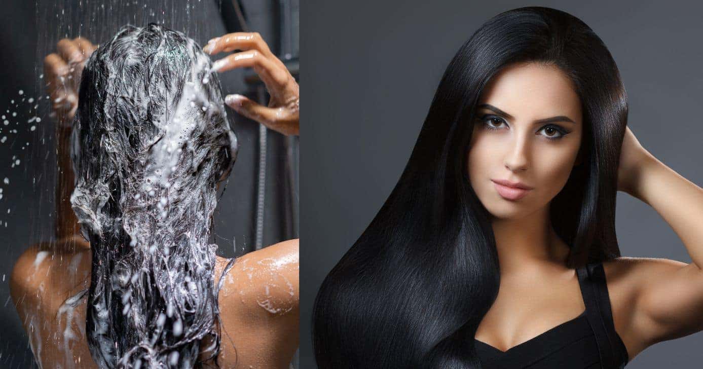 Mulher lavando o cabelo e modelo (Fotos: Canva)