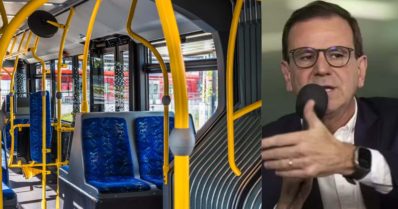 Ônibus e Eduardo Paes (Fotos: Reproduções / Canva / Globo)