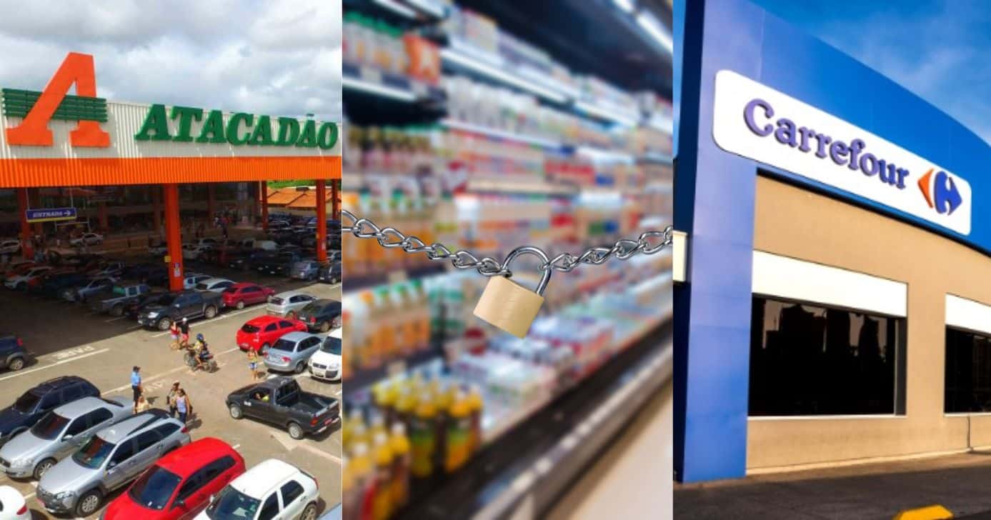 Redes de supermercado são aniquiladas por Atacadão e Carrefour (Reprodução/Montagem TV Foco/Canva)