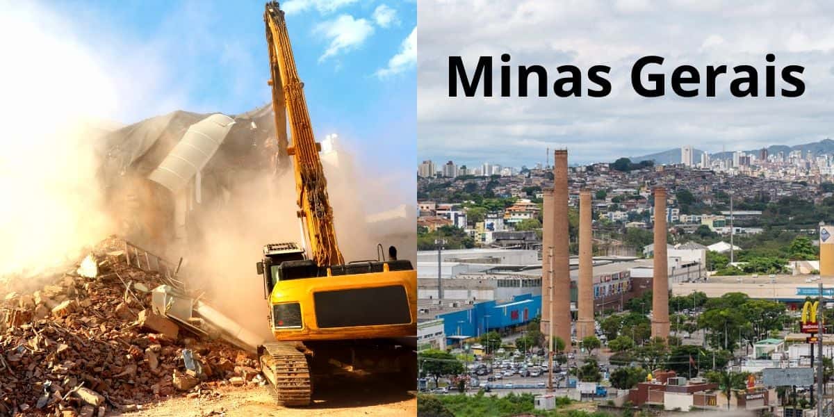 Demolição de fábrica em Minas Gerais (Reprodução: Montagem TV Foco)