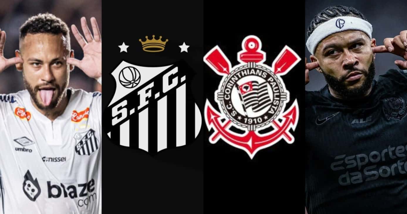 Corinthians x Santos - horário, onde assistir e escalações do clássico Paulista hoje - (Montagem / TV FOCO)