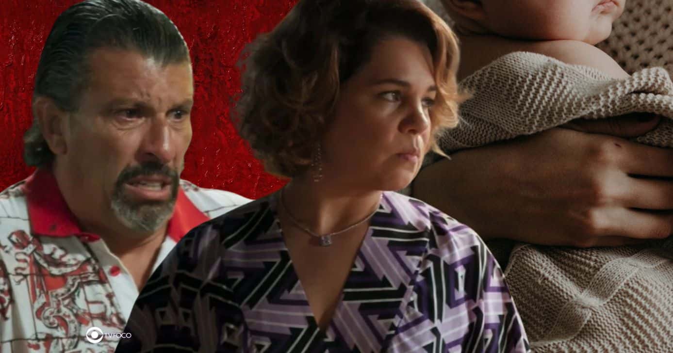 Osmar, Violeta e bebê em Volta por Cima (Foto: Reprodução / Globo / Montagem TV Foco)