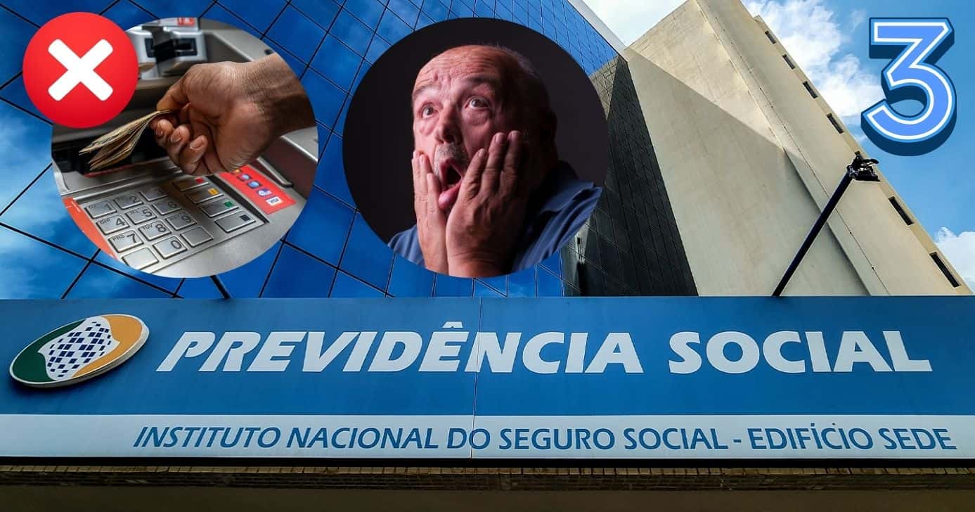 Dinheiro no caixa eletrônico, aposentado e fachada da Previdência Social (Foto: Reprodução / INSS / Canva / Montagem TV Foco)
