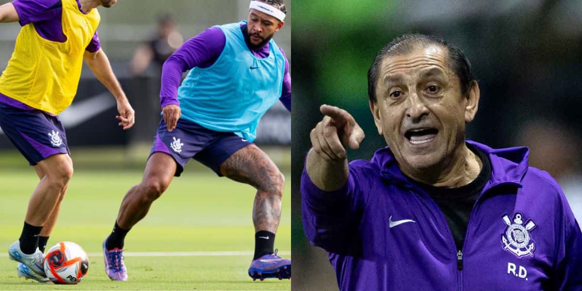 Ramón Díaz da carrinho em dupla de Depay no Corinthians (Reprodução: Rodrigo Coca)