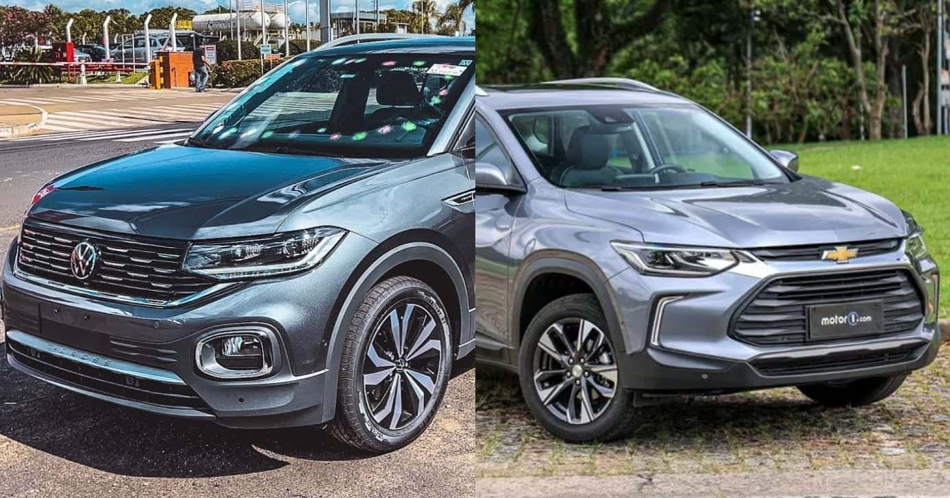 SUV T-Cross da Volkswagen e o Tracker da Chevrolet (Foto: Divulgação)