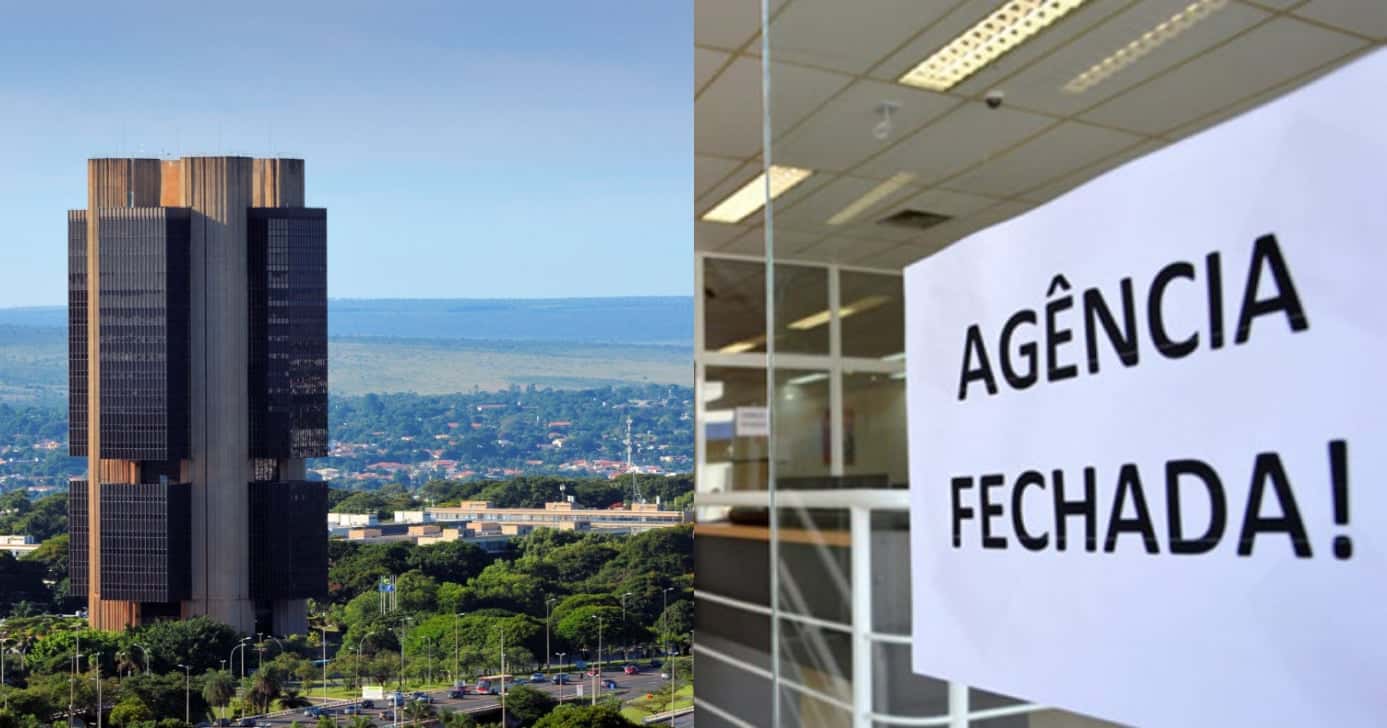 O fechamento de banco em Fortaleza após intervenção do Banco Central (Foto: Montagem)