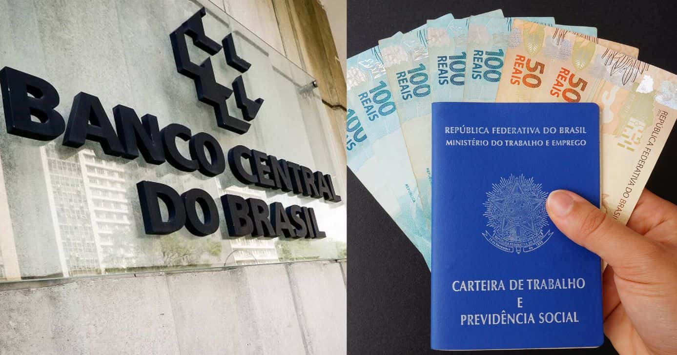 Banco Central e ilustração salário mínimo (Fotos: Reproduções / Aloisio Maurício / Canva)