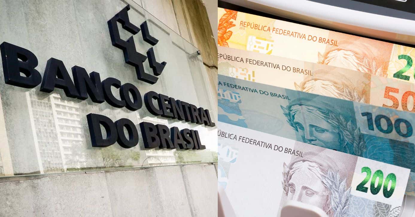 Banco Central e notas de Real (Fotos: Reproduções / Aloisio Maurício / Canva)