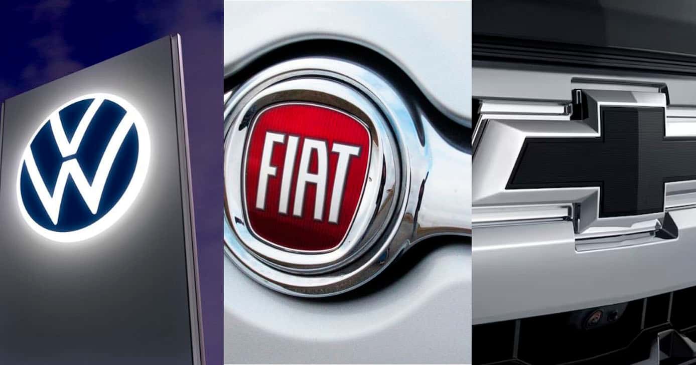 Chevrolet, Fiat e Volkswagen (Reprodução/Internet)