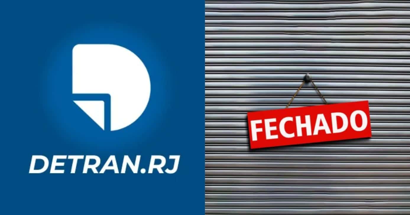 Detran e ilustração de loja fechada (Fotos: Reproduções / Internet / Canva)