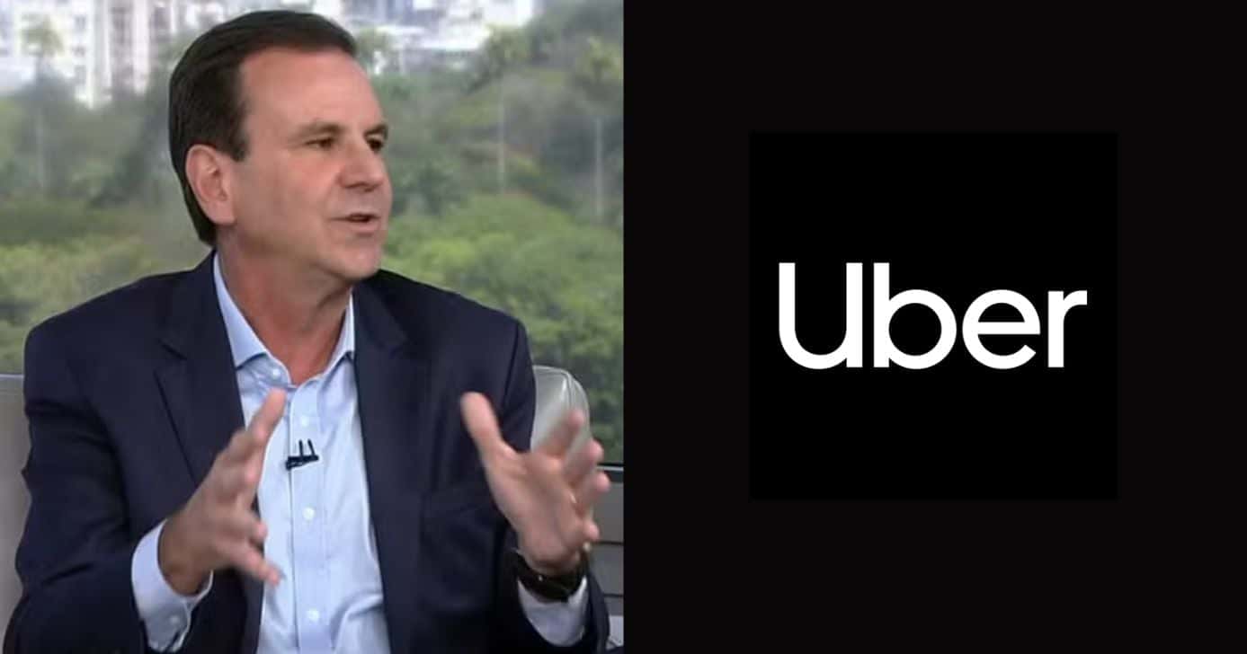 Eduardo Paes e logo da Uber (Fotos: Reproduções / Globo / Internet)