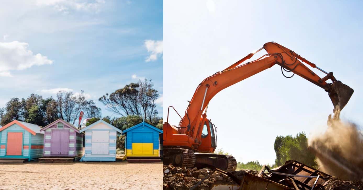Ilustrações quiosques em praia e demolição (Fotos: Reproduções / Freepik / Canva)