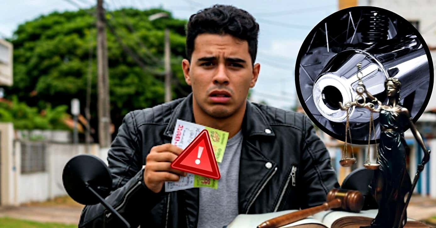 Donos de motos e veículos populares poderão sofrer consequências se cometerem infrações após nova lei dos escapamentos (Foto Reprodução/Montagem/Lennita/Tv Foco/Canva/GMN)