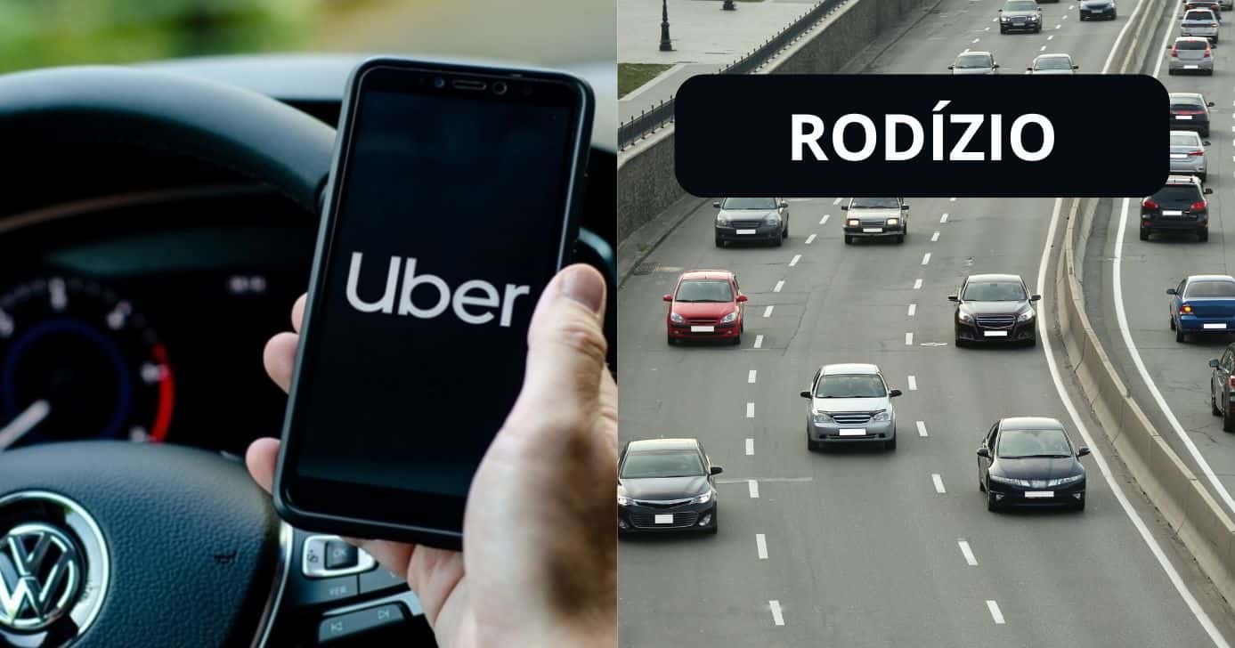 Motorista da Uber e ilustração rodízio (Fotos: Reproduções / Internet / Canva)